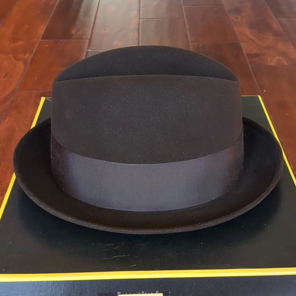 MEN'S VINTAGE DOBBS FELT BROWN FEDORA SIZE 6 7/8 - Picture 4 of 16